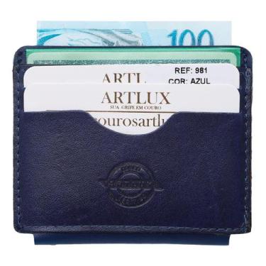 Imagem de Carteira Slim Porta Cartões e CNH Artlux em Couro 981, Azul