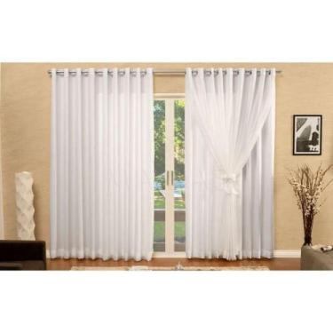 Imagem de Cortina Voal Liso Com Forro Microfibra Branco 6,00X2,80 - B.F Confecço