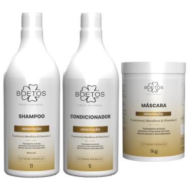 Imagem de Boetos Profissional, Kit Hidratação 1L Sh+Cond+Másc D'Pantenol, Mandioca Boetos