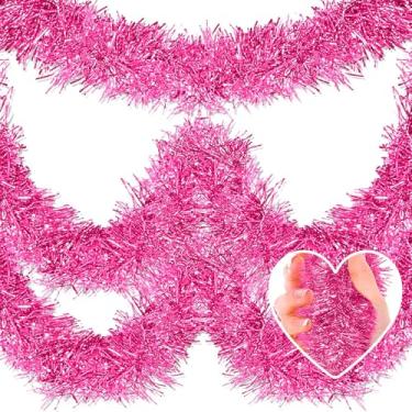 Imagem de Mebiornt Guirlanda De Enfeites Natal Metálicos 7,6 M - Cenário Para Pendurar Na Parede Festas (Rosa, 10 Cm X M)