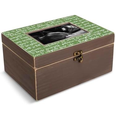 Imagem de Cottage Garden My Wish For You Caixa de joias com foto de madeira e vidro MDF verde e branco 25 x 12 x 12 cm