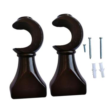 Imagem de Fenteer 2 peças de suportes de haste de cortina de madeira, cabide de haste de cortina, à prova de ferrugem, suporte de fixação de ferragens montado na parede, Abertura Do Café 35