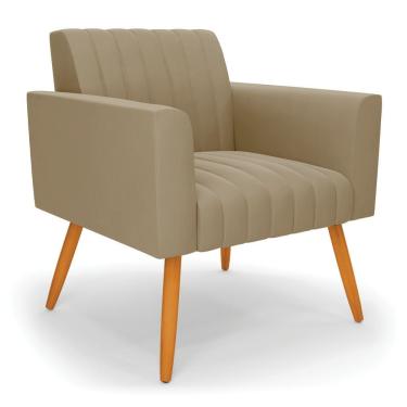 Imagem de Poltrona Viena Gomada Suede Pés Palito Castanho - D'rossi Cor Marrom Rato