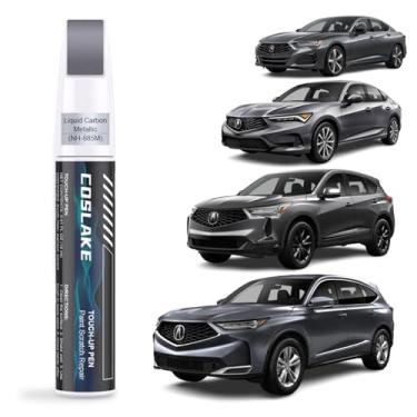 Imagem de COSLAKE Tinta de retoque de carro (carbono líquido metálico (NH-885M)) para Acura, kit de reparo de arranhões de tinta de carro, solução rápida e fácil de reparar, caneta removedor de arranhões com 2