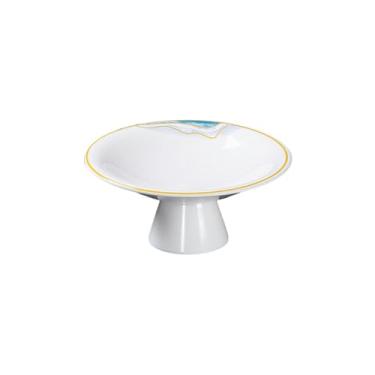 Imagem de Prato de melamina de porcelana de imitação simples e requintada de cor de esmalte redondo estilo nórdico - disco de 16,5 cm