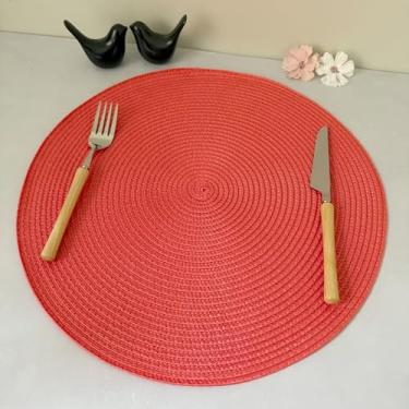 Imagem de Kit 4 Lugares Jogo Americano Redondo Descanso Prato Sousplat Supla De Mesa Posta Jantar (Coral AG)