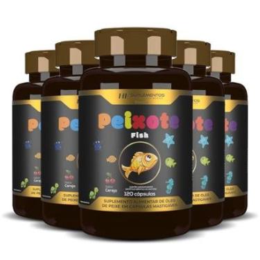 Imagem de 5x PEIXOTE OMEGA 3 KIDS MASTIGAVEL 120CAPS HF SUPLEMENTOS-Unissex
