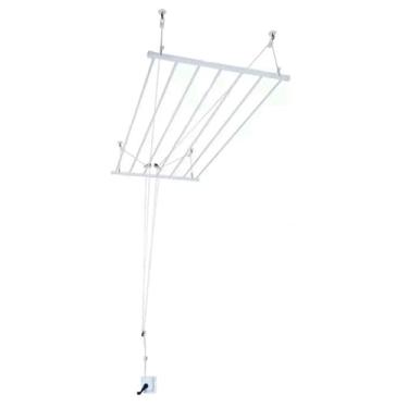 Imagem de Varal de Teto 140cm – 8 Varetas em Alumínio com Sistema de Manivela