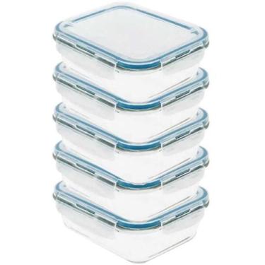 Imagem de Kit 5 Pote De Vidro Com Tampa Hermética 640ml 17,5x13x5,6 - BENE CASA