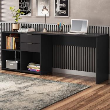 Imagem de Mesa Para Escritório 2 Gavetas Preto Nt2060 - Notável