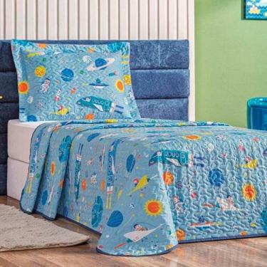 Imagem de Colcha Solteiro Bouti Kids Dupla Face Estampado 2 Peças - Astronauta -