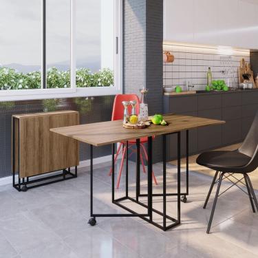 Imagem de Mesa Dobrável Industrial 75x142cm P1003 Preto Marrom