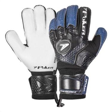 Imagem de Luva de Goleiro Poker Campo Profissional Ortho Vulcan II Preto e Marin
