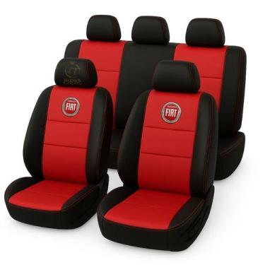 Imagem de Capa De Banco Couro Vermelho Automotivo Fiat Strada Toro Doblo Fiorino