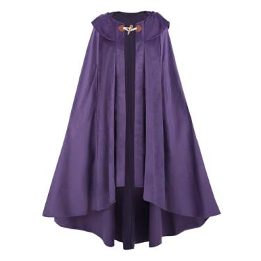 Imagem de LTAKK Manto renascentista feminino medieval capa de bruxa adulto fantasia de Halloween Ren Faire, roxo, grande
