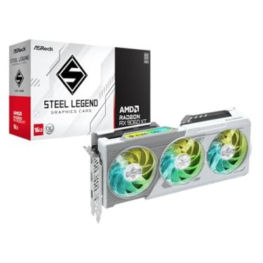 Imagem de ASRock Placa gráfica Radeon RX 9060 XT Steel Legend 16 GB GDDR6 OC | Boost de 3275 MHz | Ventilador triplo | Resfriamento 0dB | Placa traseira de metal | PCIe 5.0 | DisplayPort 2.1a, HDMI 2.1b