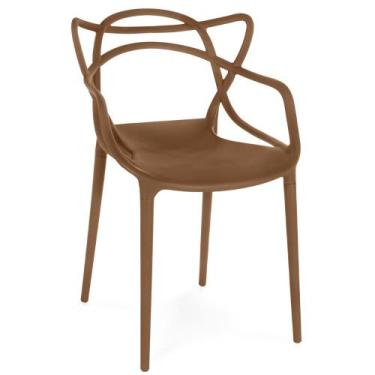 Imagem de Cadeira de Jantar Allegra Prática Empilhável - Marrom - Magazine Decor