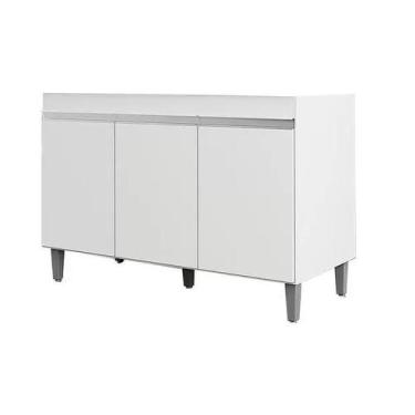 Imagem de Balcão Gabinete Pia Manu 3 Portas Sem Tampo 1,20m Branco - Mabi