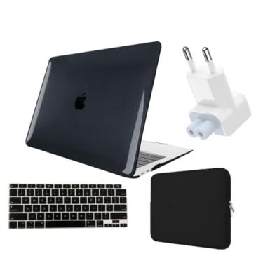 Imagem de Kit Capa Case Macbook AIR 13 A2337 Chip M1 A2179 + Protetor Teclado + Neoprene + Plug Adaptador (Black Diamond)