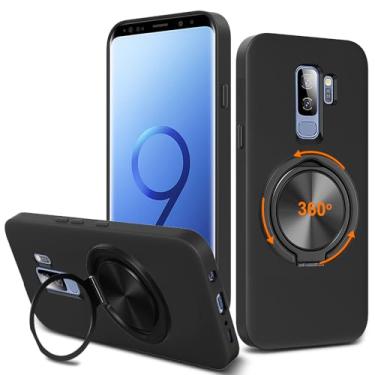 Imagem de Nijiadi Capa de telefone compatível com Samsung Galaxy S9 Plus, suporte de anel giratório de 360° com suporte/suporte, silicone, TPU, Silm, Fit, capa protetora à prova de choque para Samsung Galaxy S9