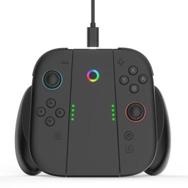 Imagem de JDDWIN Cabo de carregamento Switch 2 Joy Con, carregador de controle confortável para Nintendo Switch 2 (2025) e acessórios OLED/ODM, Joy Con Grip com indicador LED e cabo USB-C, suporte de base de