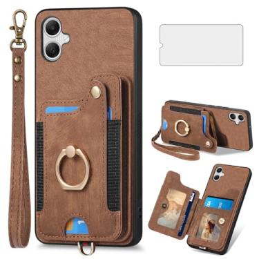 Imagem de Asuwish Capa de telefone para Samsung Galaxy A06 5G capa carteira com protetor de tela de vidro temperado e alça de pulso RFID suporte de cartão de crédito anel acessórios para celular Ao6 A 06 4G LTE