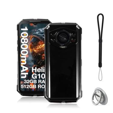 Imagem de NOUKAJU Capa para DOOGEE S118, capa protetora de TPU, função de suporte, suporte ajustável, antiqueda, à prova de choque, capa protetora para DOOGEE S118 (preto)