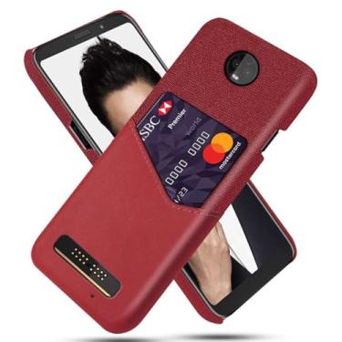 Imagem de Capa para MOTO Z3 Play,Tela e tampa de couro PU,Antideslizante,360°cobertura completa à prova de choque com 1 slot de cartão atrás,Prevenção de queda-Red