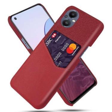 Imagem de Capa para Oneplus Nord N20 5G,Tela e tampa de couro PU,Antideslizante,360°cobertura completa à prova de choque com 1 slot de cartão atrás,Prevenção de queda-Red