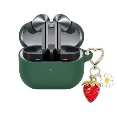 Imagem de AGAOSH Capa para Samsung Galaxy Buds 3 / Galaxy Buds 3 Pro com chaveiro fofo de morango, capa protetora de silicone macio margarida para fones de ouvido Samsung Galaxy Buds3 Pro para mulheres e homens