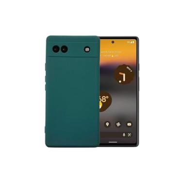 Imagem de Casecious Compatível com Google Pixel 6A capa traseira básica de gel de silicone líquido macio para celular (verde floresta)