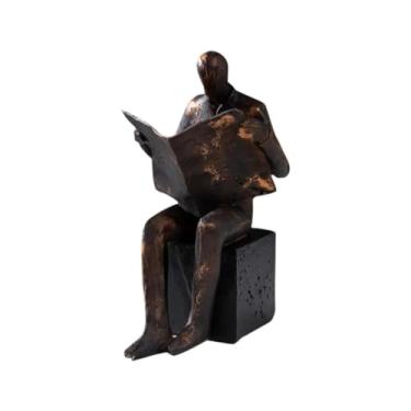 Imagem de Suportes para livros Estatueta de leitura, suporte de livros, escultura de resina para leitor de livros, para prateleiras, mesa de escritório Suporte para livros(Man)