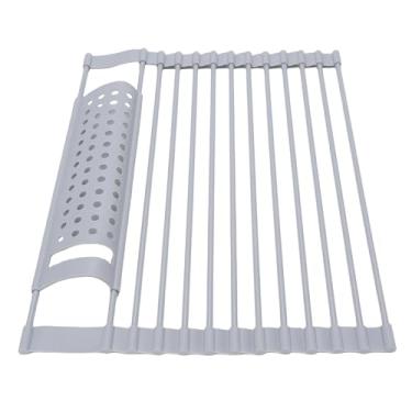 Imagem de Yosoo Health Gear Prato Secagem Rack Dobrável Pia Secagem Rolling Drain Mats Multipurpose Aço Inoxidável Silicone Dish Drainer para Cozinha Balcão Mesa de Escritório (Grande)