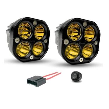 Imagem de Par SCPLED Super Farol Milha Led Quadrado 80w Neblina Amarelo Spot