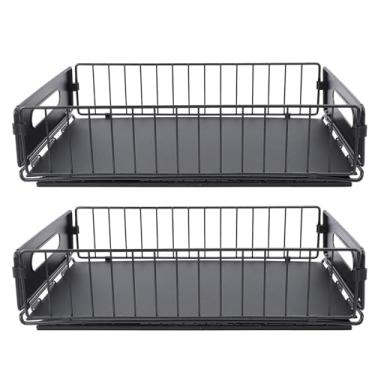 Imagem de Organizador Pull-Out Gavetas de Metal Flexível Puxar Prateleiras Condimentos Garrafa Rack de Armazenamento para Despensa 2pcs Pull Out Armário Organizador Cozinha (Curto)