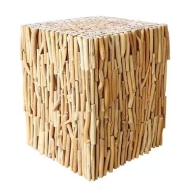 Imagem de 1 banqueta de toco de árvore, mesa de canto com acabamento de grão de madeira, suporte de toco de árvores, banco de jardim rústico, decoração marrom exclusiva para sala de estar (tamanho: 35 cm P x 35