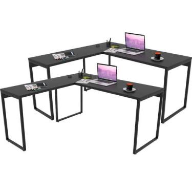 Imagem de Kit 02 Mesas Para Escritório Home Office Estilo Industrial em L Form 1