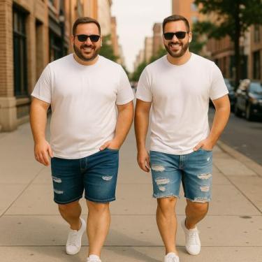 Imagem de Kit 2 Bermudas JEANS MASCULINA RASGADA Plus Size Grande Tamanho 44 46 