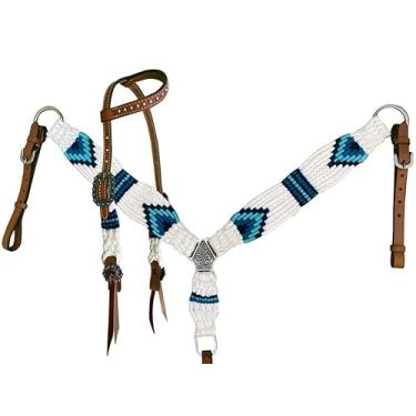 Imagem de Showman Conjunto de orelha única com cordão branco e azul pônei