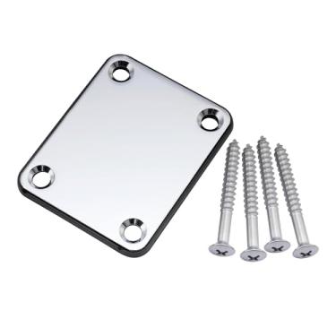Imagem de SHENGSUI Placa de pescoço de guitarra de metal com 4 parafusos para guitarra elétrica Fender Strat Tele ou Chome de substituição para baixo