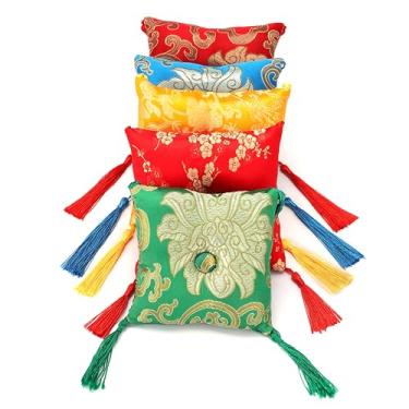 Imagem de Almofada para tigela de canto — tapete de almofada de som para decoração artesanal feito no Nepal | Diâmetro do martelo e da almofada (8 cm) - Azul