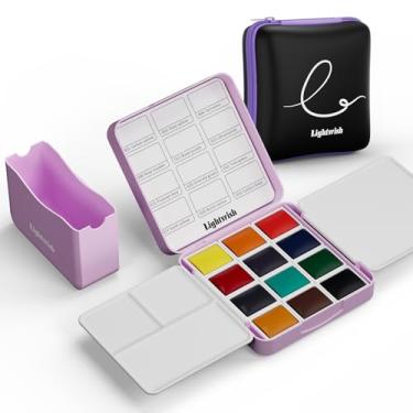 Imagem de LIGHTWISH Conjunto de aquarela de bolso, 24 cores, com estojo de transporte, roxo