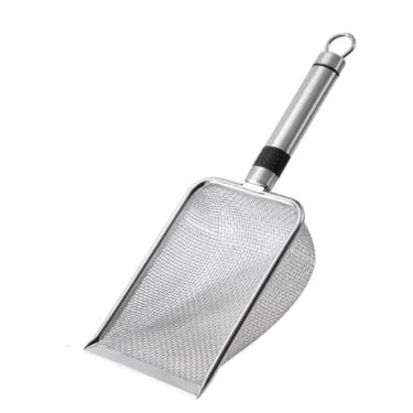 Imagem de Pá Prática Higiênica Limpeza De Areia para Gatos Animais de Estimação Peneira Coletora Aço Inox
