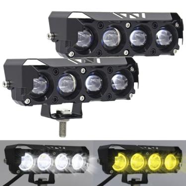 Imagem de Szplonly Barra De Luz Neblina Led Amarela/Branca Para Motocicleta, 2 Peças, 5 Polegadas, Auxiliar Trabalho, Adequada Caminhão, Veículo, Quadriciclo, Suv, Utv, 4X4, Barco, Trator