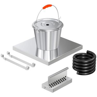 Imagem de Outspark Funil de drenagem de graxa traseiro para atualização de coletor de graxa Blackstone, com funil de drenagem, balde de graxa com tampa e suporte de espátula, acessórios de chapa para