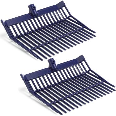 Imagem de Lasnten Cabeça de substituição para garfo de estrume, cabeça de forcado de 18 dentes com parafusos e porcas, ancinho de estrume de cavalo para pegar grama e feno (azul-marinho, 2 peças)