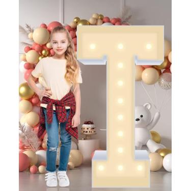 Imagem de GGPL Números De Letreiro Multifuncionais 1,2 M, Placa Plástico Corrugado, Montagem Rápida Em 5 Minutos Sem Ferramentas, Para Decoração Festas, Desmontável Placas Jardim Branco, Cartolina (Letras T)