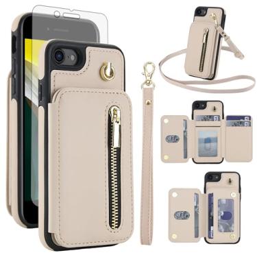 Imagem de Capa de telefone para iPhone 7/8/SE 2020/2022 RFID carteira celular e protetor de tela alça transversal suporte para cartão de crédito iPhone7 iPhone8 7s 8s i SE2020 SE2022 2/2nd/3/3ª geração mulheres