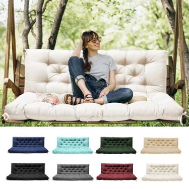 Imagem de Tycdiose Almofadas de balanço para varanda com encosto, almofadas de balanço de substituição à prova d'água para móveis de pátio ao ar livre, almofadas de banco de balanço de 2 a 3 lugares de