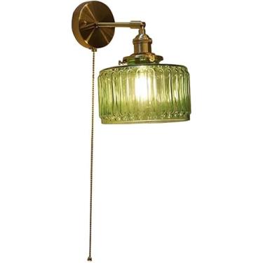 Imagem de Scoe De Parede Com Interruptor De Corrente Industrial Moderno Luminárias De Parede Galss Shade Bedside Brass Wall Lamps Para Quarto Sala De Estar Corredor Cozinha Fazenda Hotel E27, Green